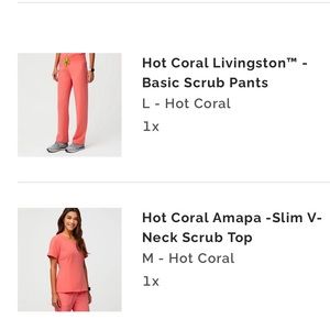Figs Hot Coral Livingston L, Amapa slim v-neck Med